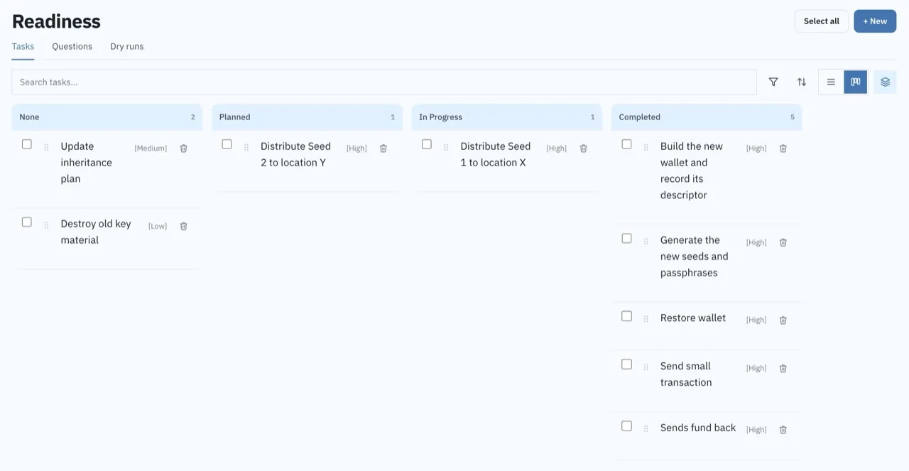 OpenFirst Readiness board tracking rotation tasks by status